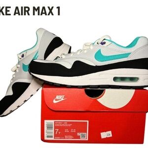 Nike Air Max 1 Jade White Grey Teal GS DZ3307-114 Size 7Y